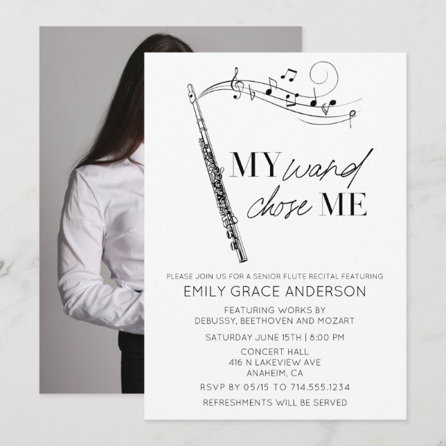 Convite Foto da citação do meu cravo no recital de flauta (Frente/Verso)