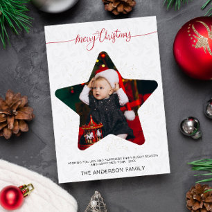 Convite Foto da Estrela Moderna Feliz Feriados de Natal