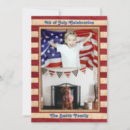 Convite Foto da família American Flag 2 4º, celebrada em J