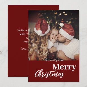 Convite Foto da família Dark Dusky de Natal moderno