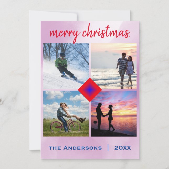 Convite Foto da Família Natal Candy Cane Heart (Frente)