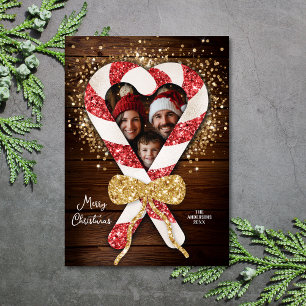 Convite Foto da família Rustic Candy Cane Frame