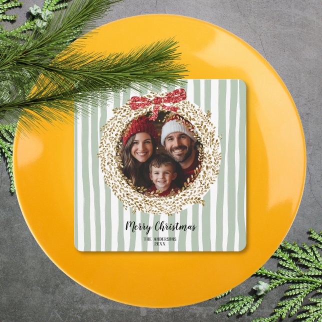 Convite Foto da família Wreath de Natal Feliz Arco (Criador carregado)