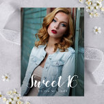 Convite Foto da Festa de aniversário 16 doce<br><div class="desc">Este convite para a Foto do Sweet 16,  com um Script Elegante verde-azul teal,  é totalmente personalizado. Para redimensionar e posicionar sua foto,  clique no botão "PERSONALIZAR TI".</div>