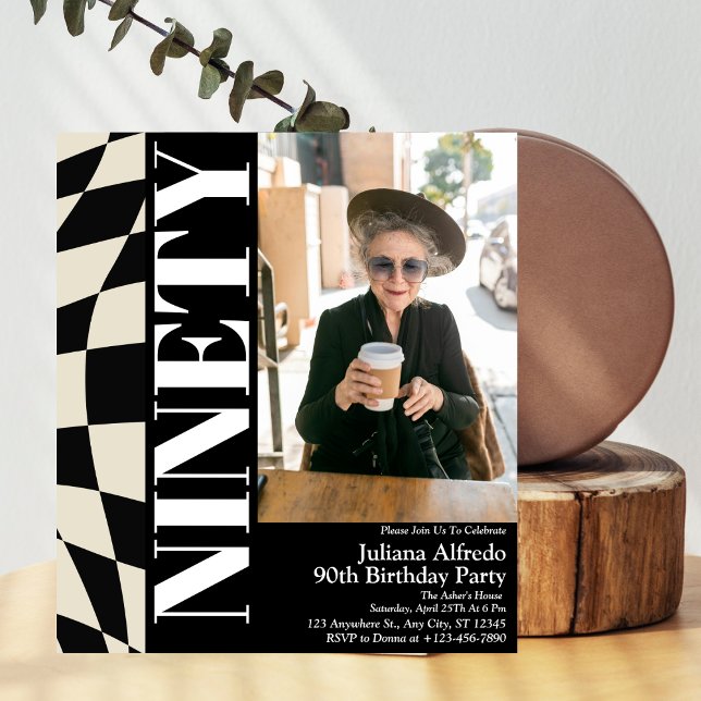 Convite Foto da Festa de aniversário 90 do Modern Ninety B (Criador carregado)