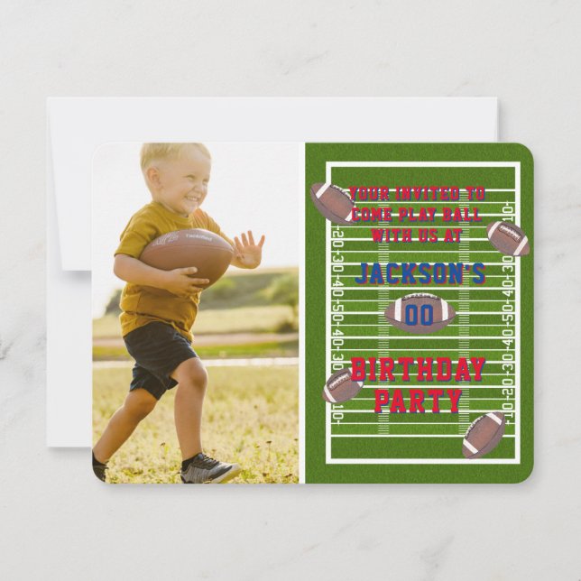 Convite Foto da Festa de aniversário de futebol americano (Frente)