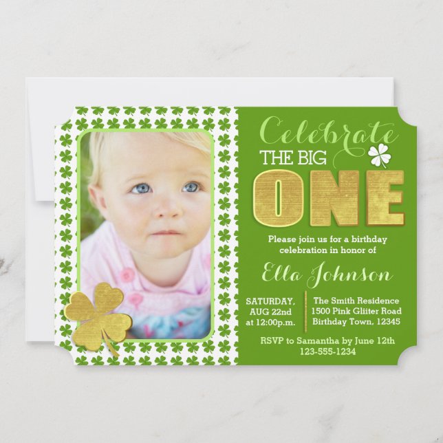 Convite Foto da festa de aniversário do dia de St Patrick (Frente)