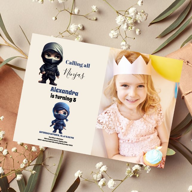 Convite Foto da Festa de aniversário Ninja Karate Martial  (Criador carregado)