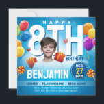 Convite Foto da Festa de Bithday Blue Kids Festivo<br><div class="desc">Prepare-se para lançar a celebração final com nosso convite para fotos do Festivo Aniversário de criança Azul! Envolvido com cores vibrantes e elementos de design, este convite é o palco de um encontro alegre que seu pequeno se lembrará por anos. ****NOTA: Obtenha resultados ideais usando uma foto PNG do seu...</div>