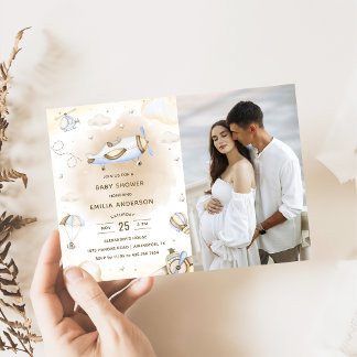 Convite Foto da Festa de Chá de fraldas de Avião viagens v