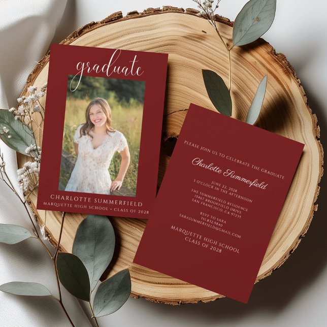 Convite Foto da Festa de formatura do Maroon do Script Ele (Criador carregado)