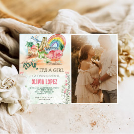 Convite Foto da Festa de Rapariga do Chá de fraldas Dinosa