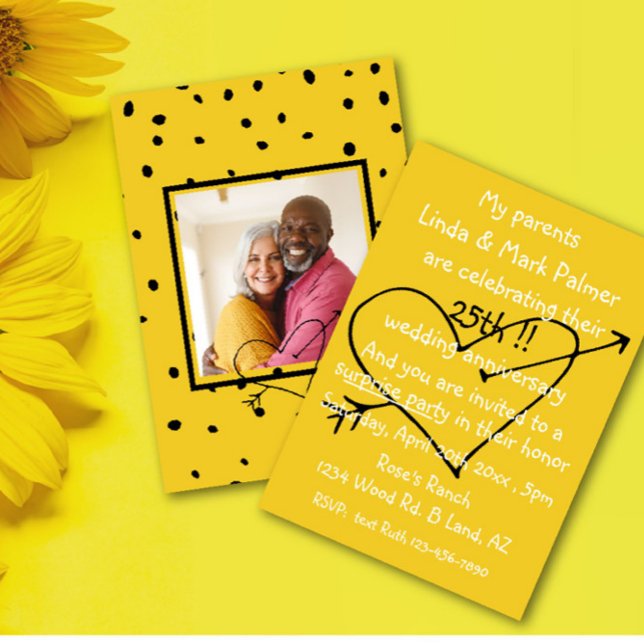 Convite Foto da festa do aniversário de casamento surpresa (Criador carregado)