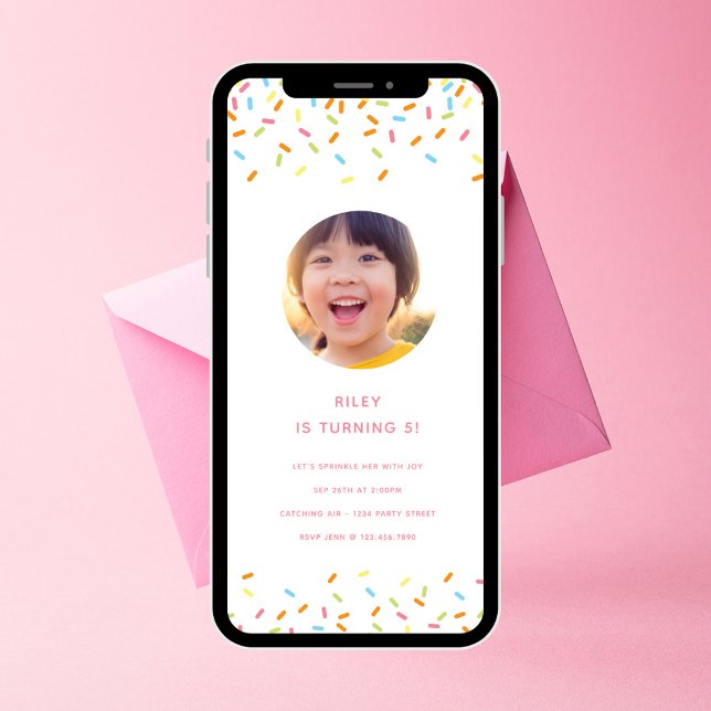 Convite Foto da Festa do Aniversário de criança Sprinkle D (Criador carregado)