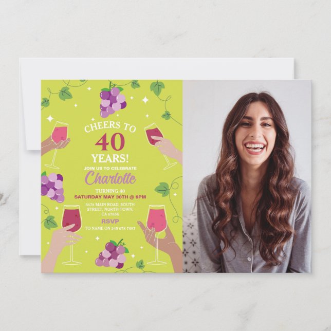 Convite Foto da Festa do Provando de Vinho aniversário de  (Frente)