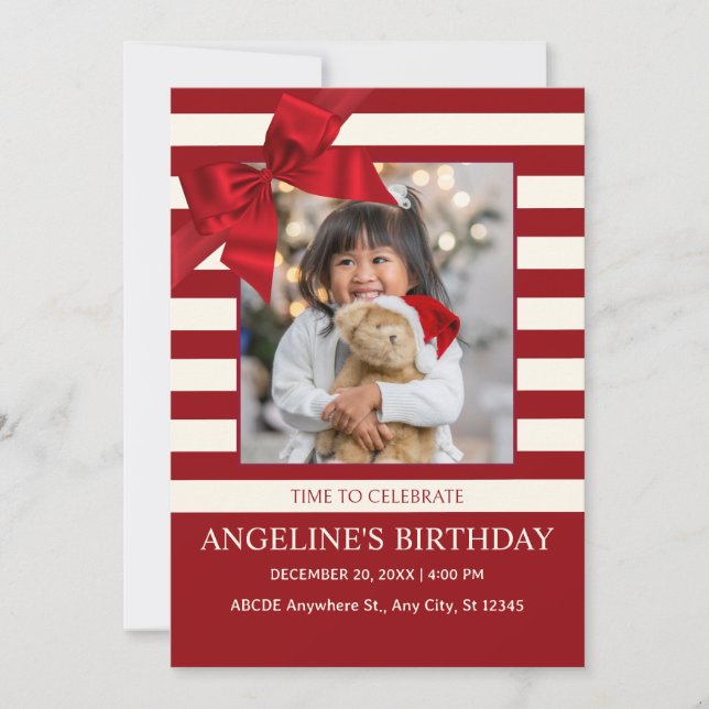 Convite Foto da fita de aniversário moderno (Frente)