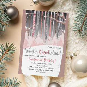 Convite Foto da Floresta de Neve Mudada em Onederland de i