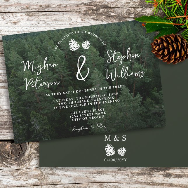 Convite Foto Da Floresta Rústica Com Casamento Da Natureza (Criador carregado)