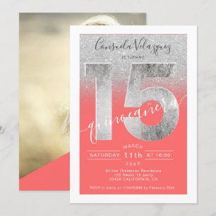 Convite Foto da folha de alumínio de prata - script de cor