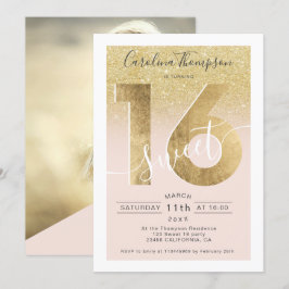 Convite Foto da folha de ouro cúbica com escrita brilhante