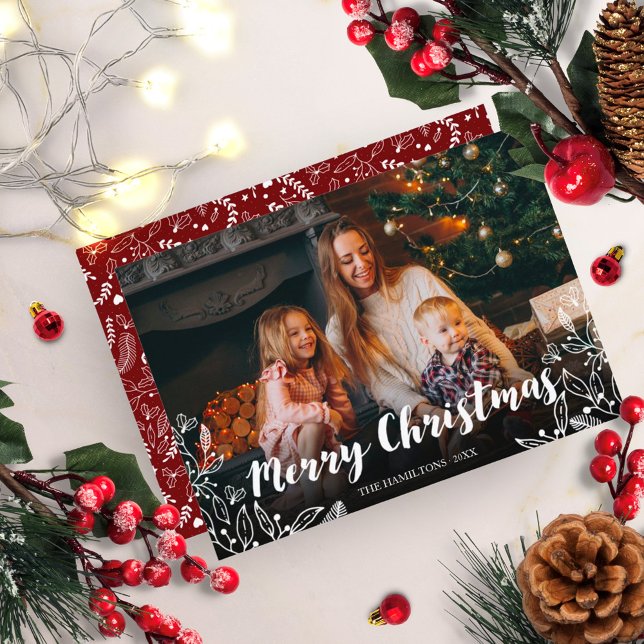 Convite Foto da Folhagem de inverno bonita Feliz Natal (Criador carregado)