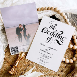 Convite Foto da foto em preto-branco casamento Código Qr