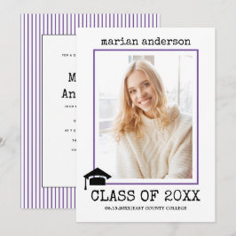 Convite Foto da graduação roxa da máquina de escrever 2023
