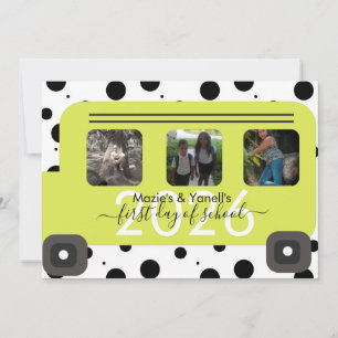 Convite Foto da janela do primeiro dia de ônibus escolar