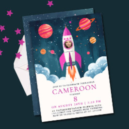 Convite Foto da missão espacial da garota astronauta do fo