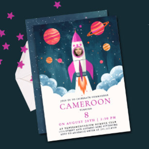 Convite Foto da missão espacial da garota astronauta do fo