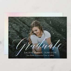 Convite Foto da paisagem do Formando de caligrafia holográ