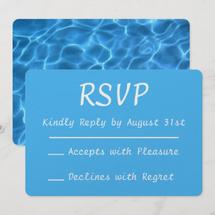 Convite Foto da Piscina de Nadagem Azul-Aqua RSVP