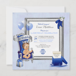 Convite Foto da prata dos azuis marinhos do príncipe