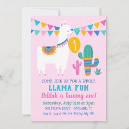 Convite Foto Da Primeira Festa de aniversário Do Llama Ros