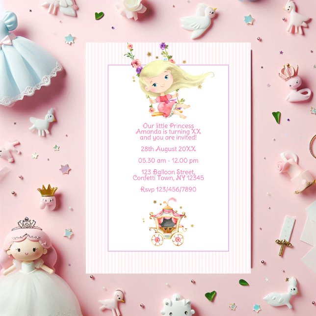 Convite Foto da Princesa Carruagem Real Birthday (Royal Carriage Princess Birthday Photo Invitation)