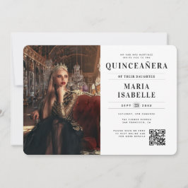 Convite Foto da Princesa Moderna Código QR Quinceañera