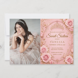 Convite Foto da princesa rosa sweet 16