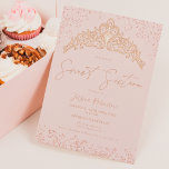 Convite Foto da rosa dourada da Princesa Tara Doce 16<br><div class="desc">A princesa chica tiara coroa coroa rosa dourada brilha brilho e foto cor-de-rosa esbranquiçada Doce 16 festa de aniversário,  com caligrafia com script chic. Adicione sua foto atrás. Entre em contato comigo para mudar a fonte principal.</div>