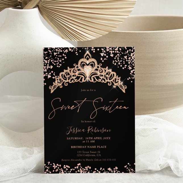 Convite Foto da rosa dourada da Princesa Tara Doce 16 (Criador carregado)