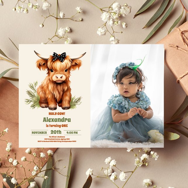 Convite Foto da Santa Vaca Highland 1rua Primeiro Aniversá (Criador carregado)