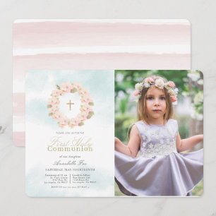 Convite Foto da Terra do Flor de Cereja Primeira Comunhão