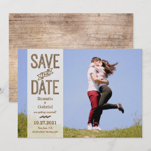 Convite Foto da tipografia rustica Vintage salvando a data