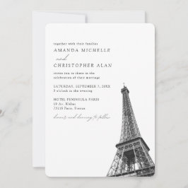 Convite Foto da Torre Eiffel Personalizada do Casamento de