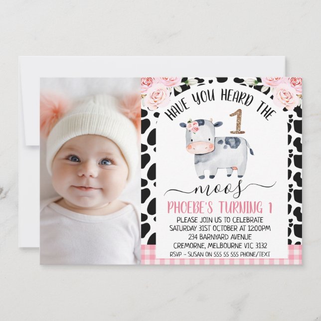 Convite Foto Da Vaca Que Você Ouviu O primeiro aniversario (Frente)