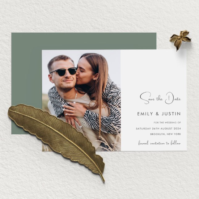 Convite Foto das Flores Brancas Modernas Salva o Casamento (Criador carregado)