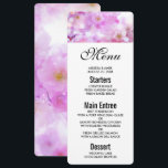 Convite Foto das flores de cerejeira rosa<br><div class="desc">Menu de eventos com uma bela fotografia com flores de cereja rosa. Imagem sonhadora com luzes e brilhos.</div>