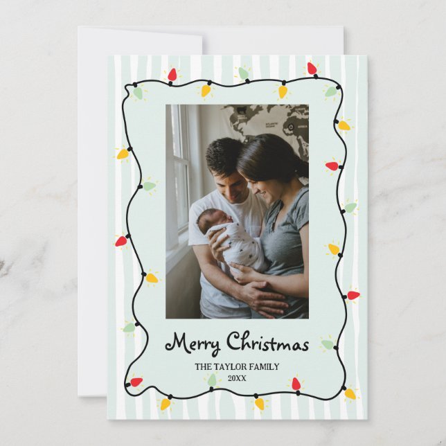 Convite Foto das Luzes de Natal Feliz e Feliz (Frente)