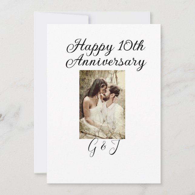 Convite Foto de 10º aniversário de casamento com nome da d (Frente)