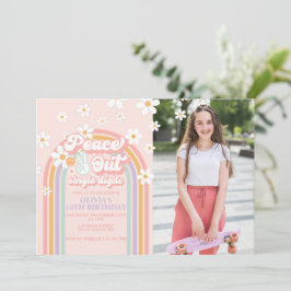 Convite Foto de 10 de aniversário do Peace out Solteiro Di