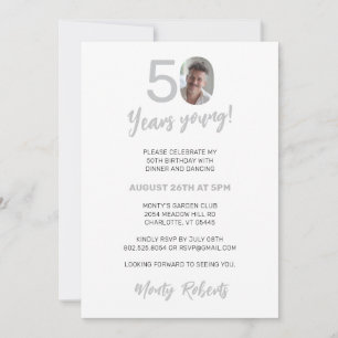 Convite Foto de 50º aniversário da Elegante Modern Typogra